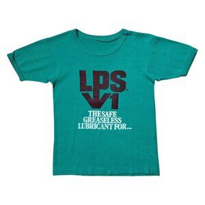 70s vintage LPS Greaseless Lubricant T-shirt Industrial Product Advertisement.